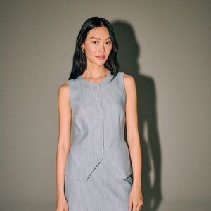 Abercrombie Blue Striped Long-Length Tailored Vest Top NWT